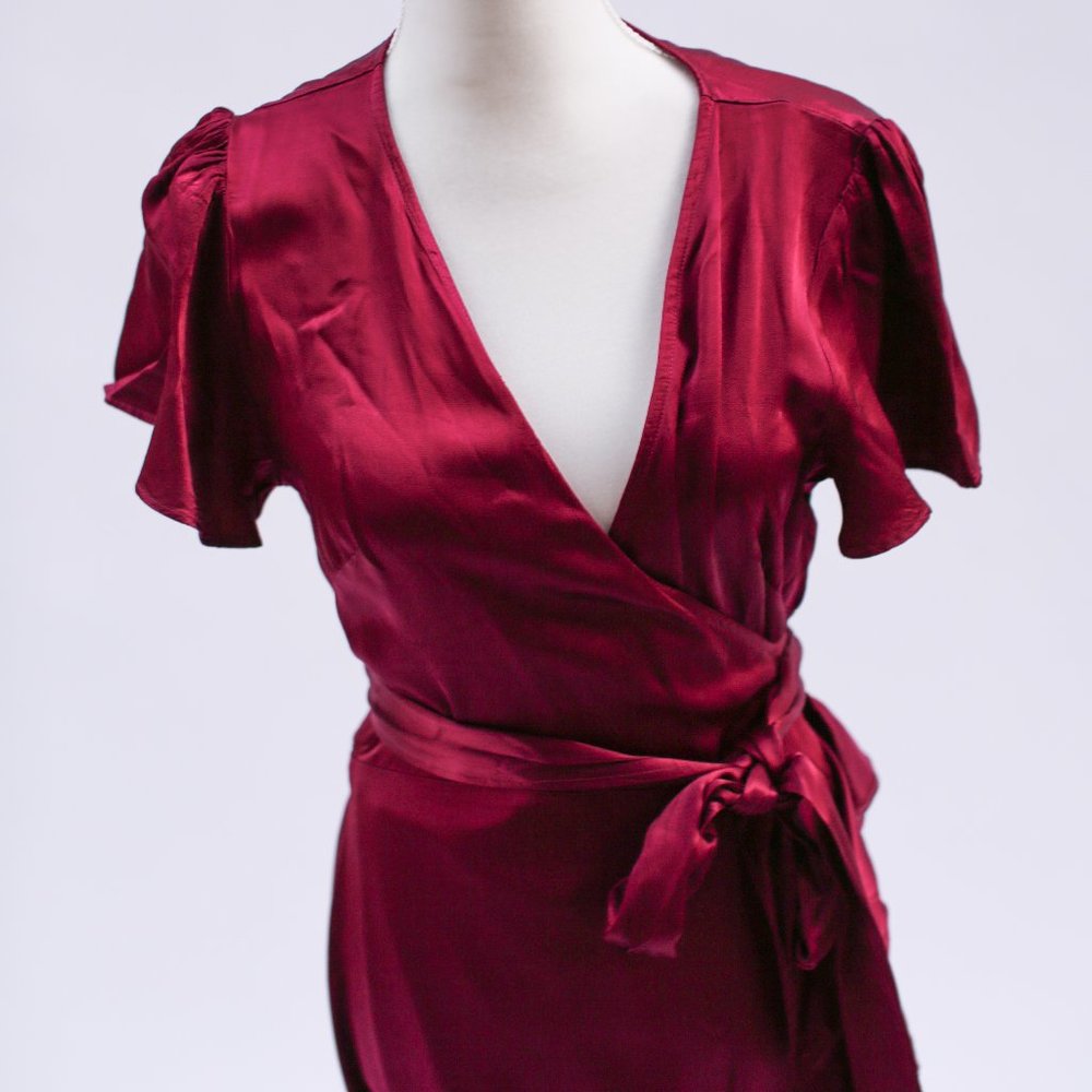 BHLDN Phoebe Silk Ruby Wrap Dress